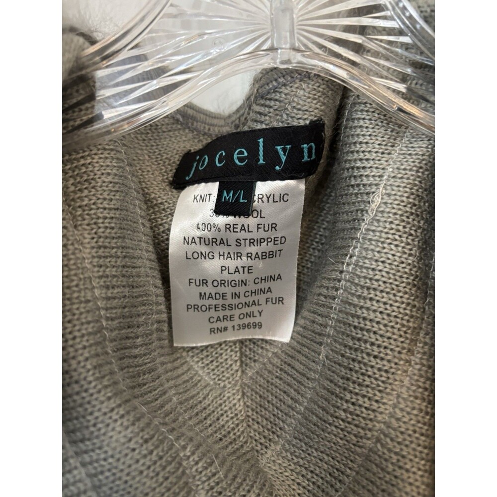 Jocelyn Gray Rabbit Fur Vest Size M/L Open Front - Picture 2 of 7